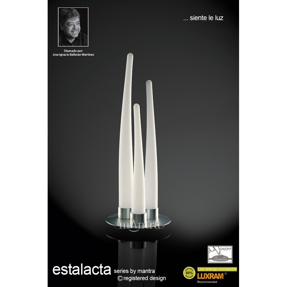 M1682 Estalacta Table Lamp 3 Light Indoor Silver/Opal White