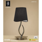 M1925/BS Ninette Table Lamp 1 Light E14 Small Antique Brass Black Shade