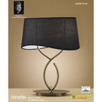 M1926/BS Ninette Table Lamp 2 Light E14 Large Antique Brass Black Shade