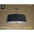 M1928/BS Ninette Semi Flush 4 Light E27 Antique Brass Black Shade