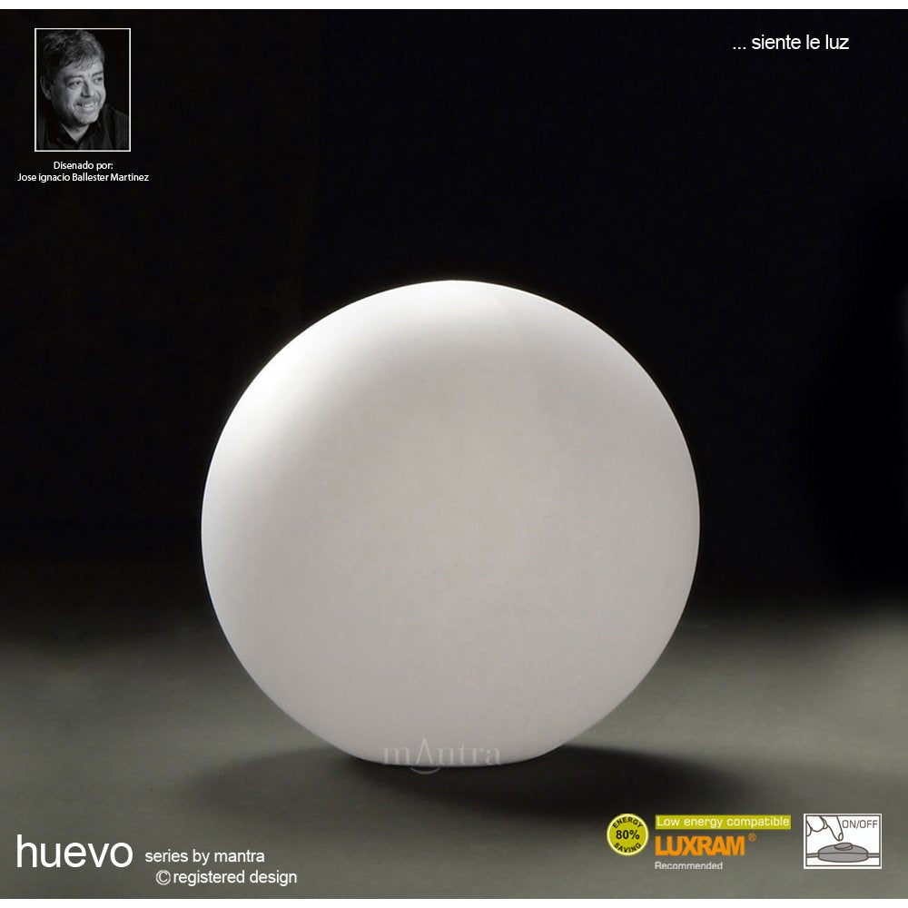 M1389 Huevo Ball Table Lamp 1 Light CFL Small In Line Switch Indoor Opal White