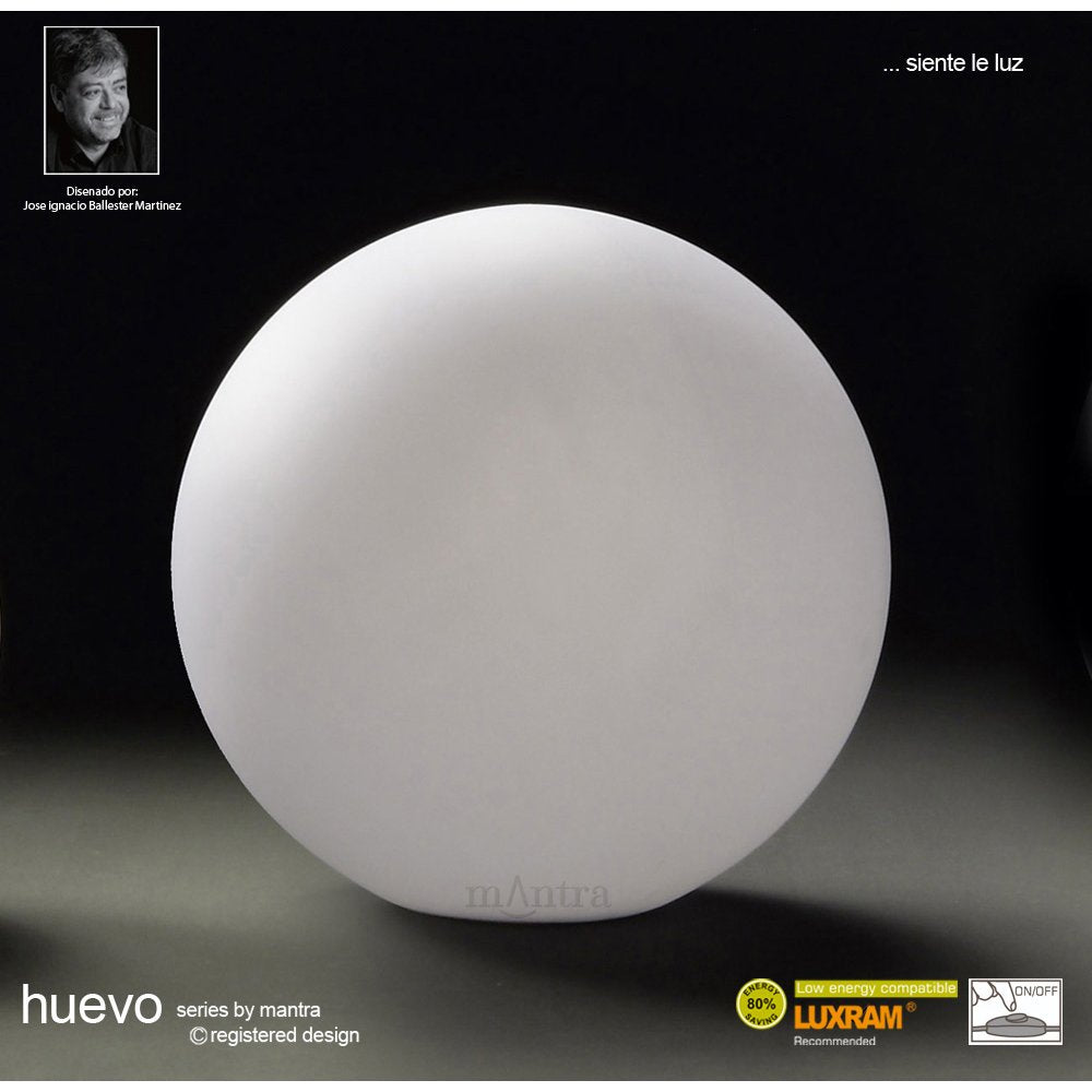 M1392 Huevo Ball Table Lamp 1 Light CFL Medium In Line Switch Indoor Opal White