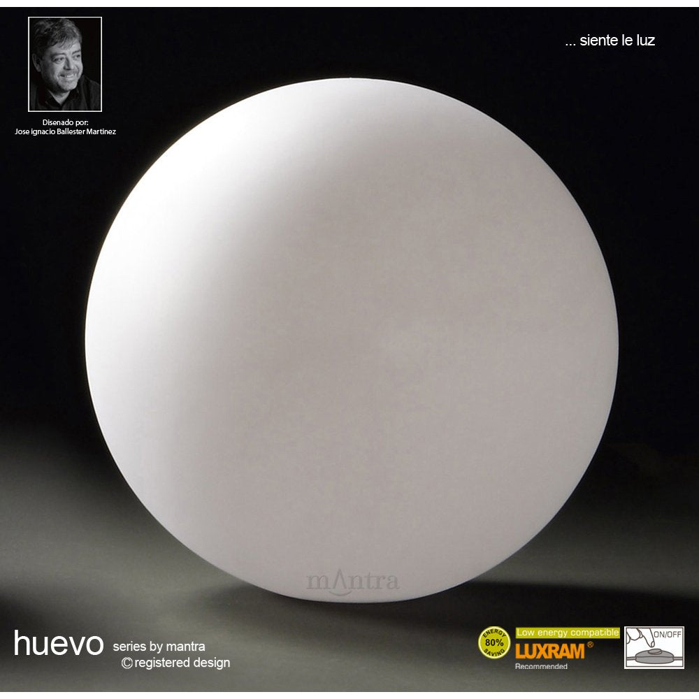 M1395 Huevo Ball Table Lamp 1 Light CFL Large In Line Switch Indoor Opal White