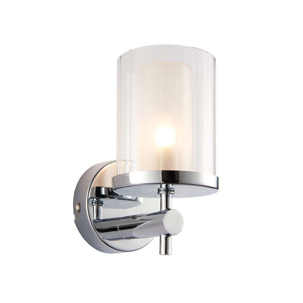 51885 Britton 1 Light Bathroom Wall Light Chrome Frosted (S)