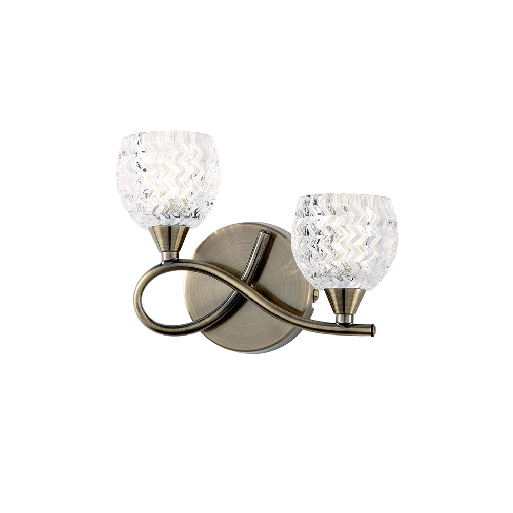 BOYER-2WBAB-L Boyer 2 Light Wall Light Brass Clear (S)