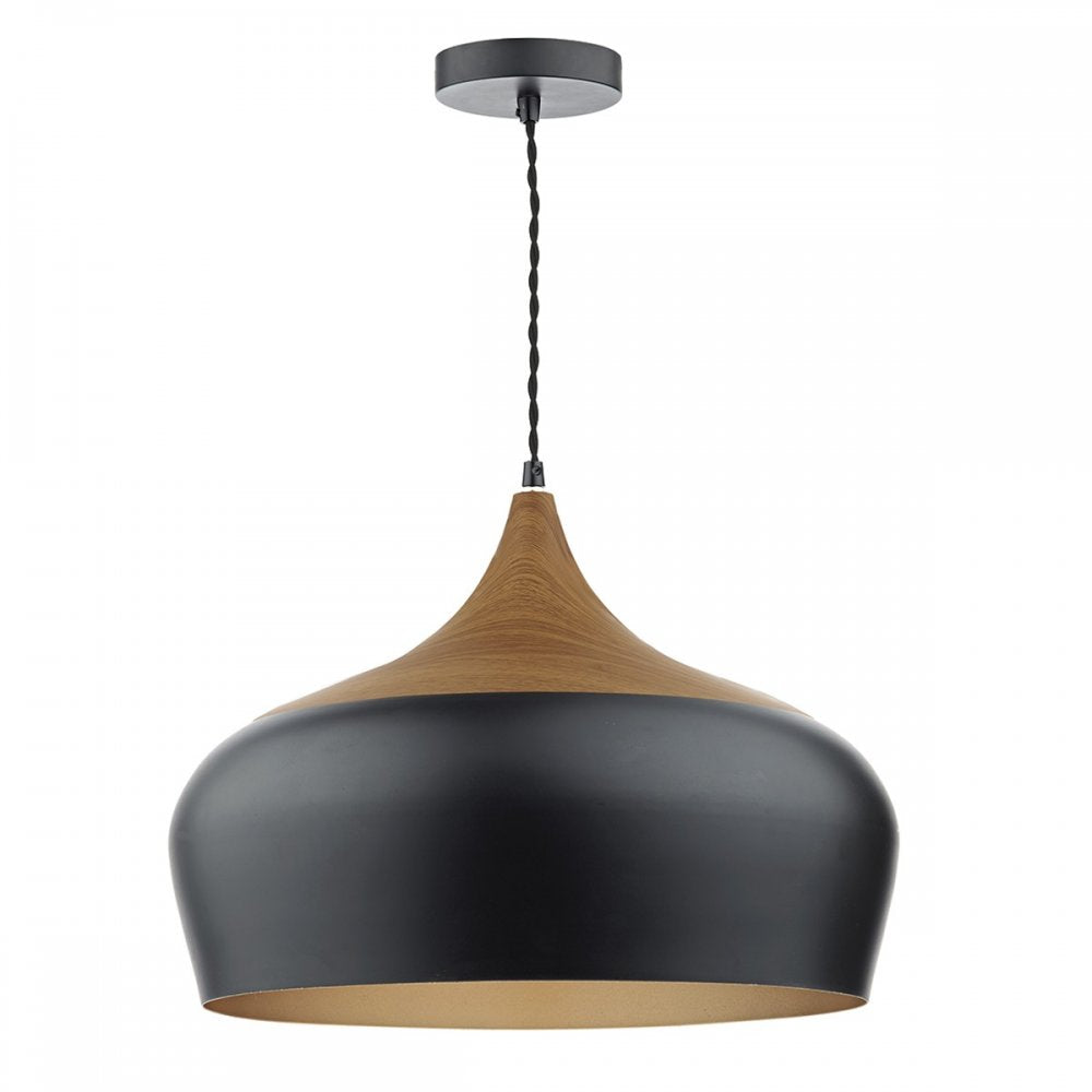 Dar GAU8622 Gaucho 1 Light Pendant Black Large
