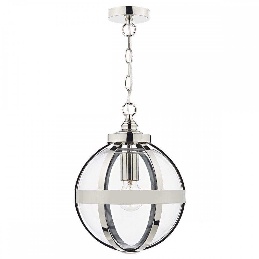 Dar HEA0138 Heath 1 Light Pendant Polished Nickel