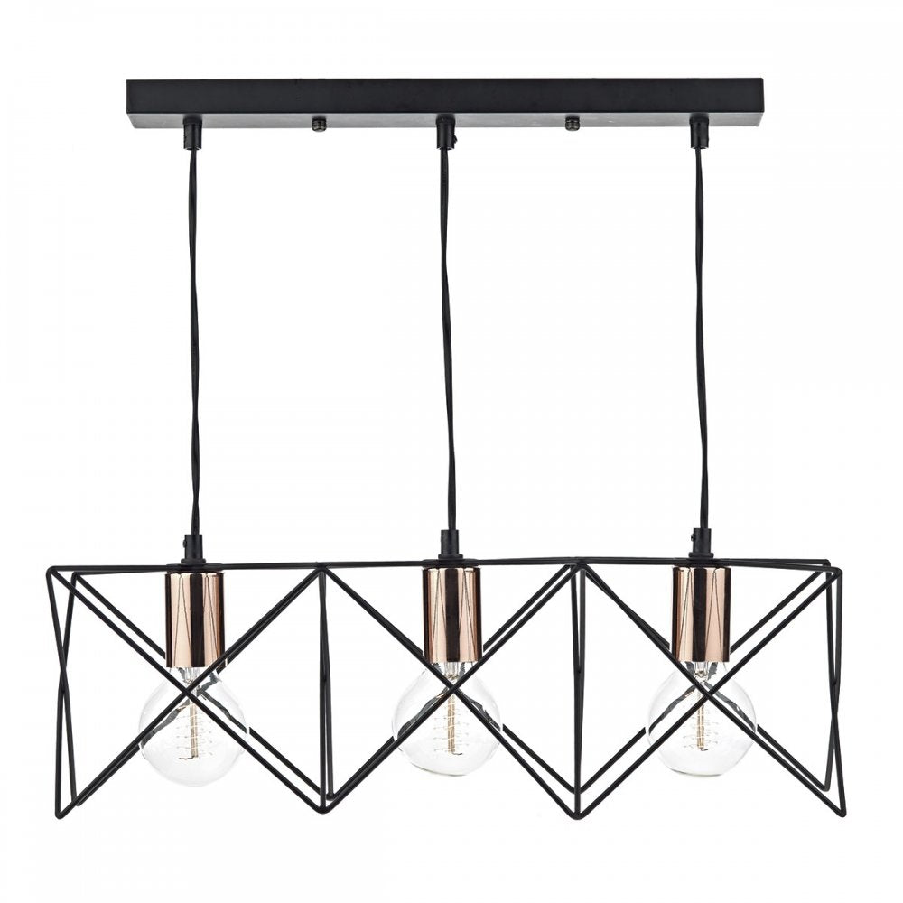 Dar MID0322 Midi 3 Light Bar Pendant Black