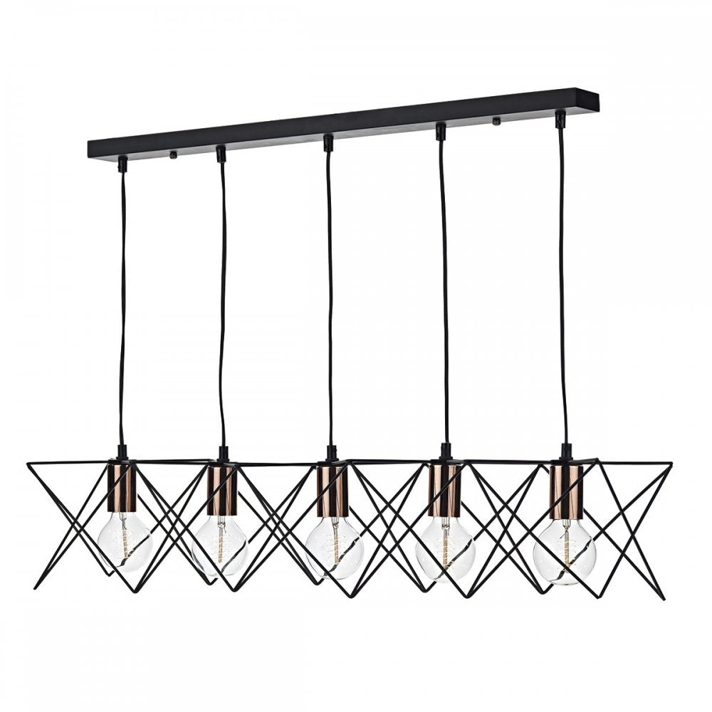 Dar MID0522 Midi 5 Light Bar Pendant Black