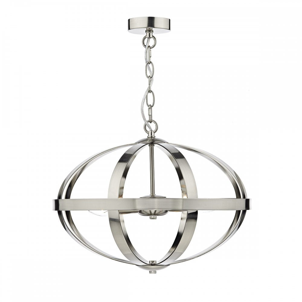 Dar SYM0346 Symbol 3 Light Pendant Satin Chrome