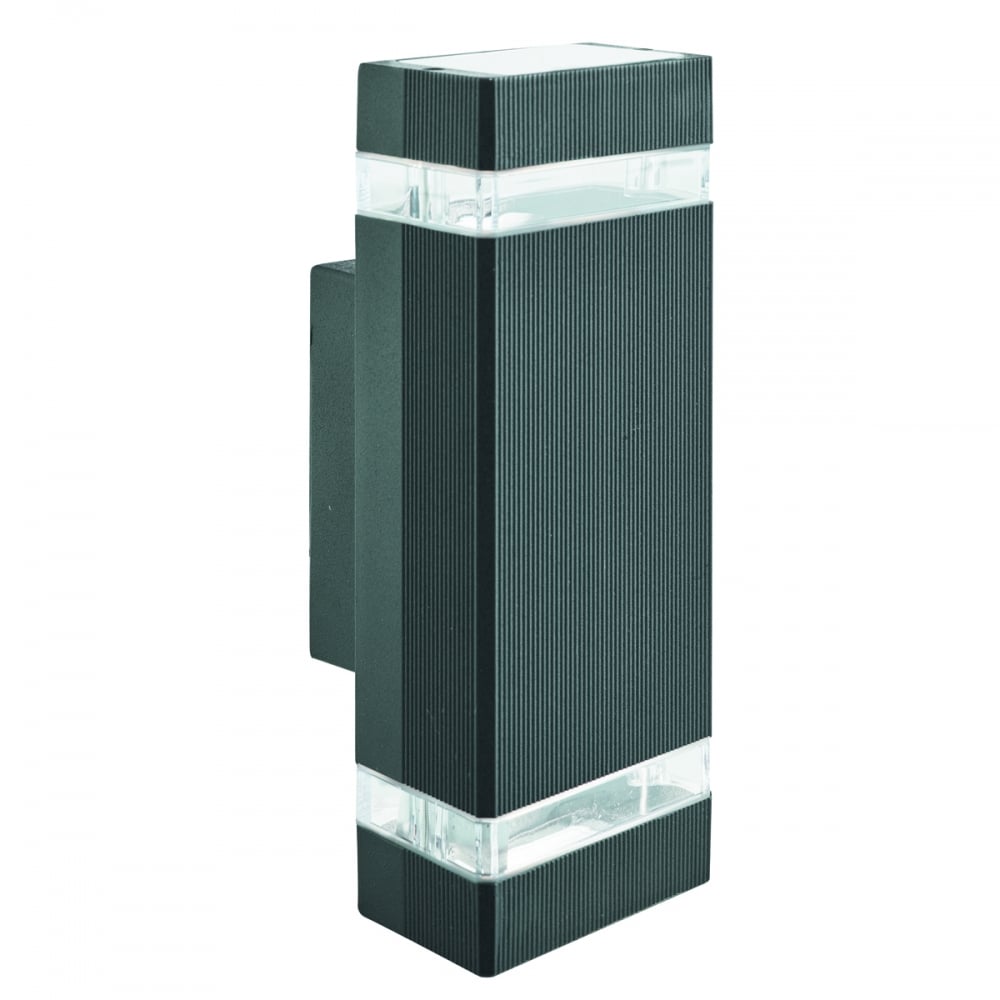 1002-2BK-LED Outdoor & Porch (gu10 Led) - 2 Light Wall Bracket Black Clear Diffuser