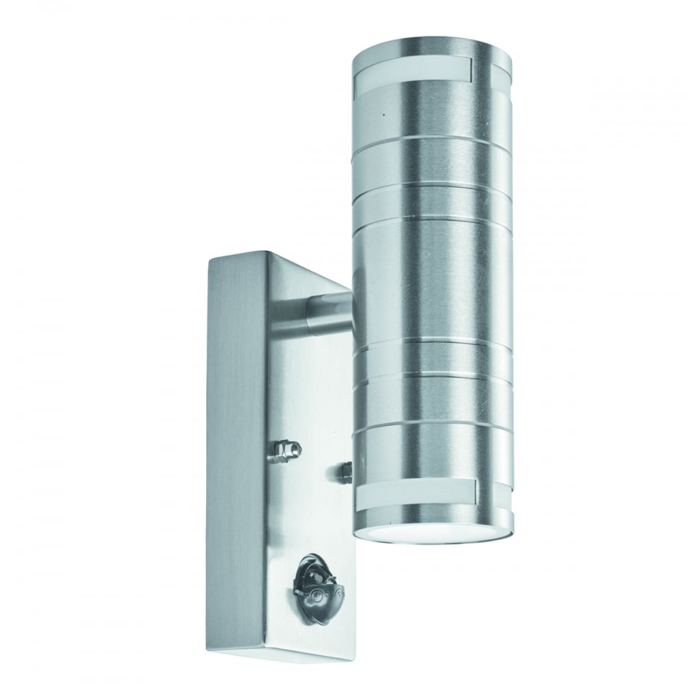 1318-2-LED Outdoor & Porch (gu10 Led) - 2 Light Pir Wall Bracket Stainless Steel Frosted Glass