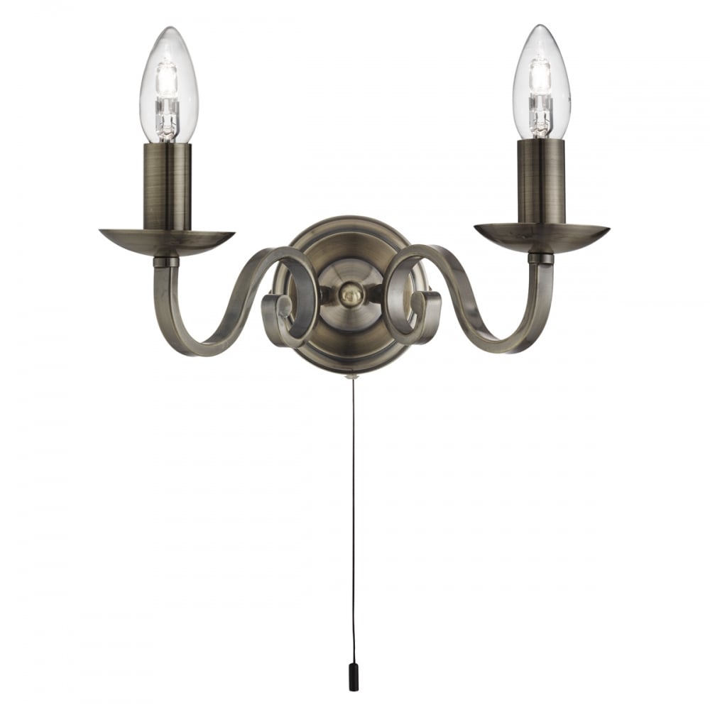 1502-2AB Richmond - 2 Light Wall Bracket Antique Brass Scroll Arms