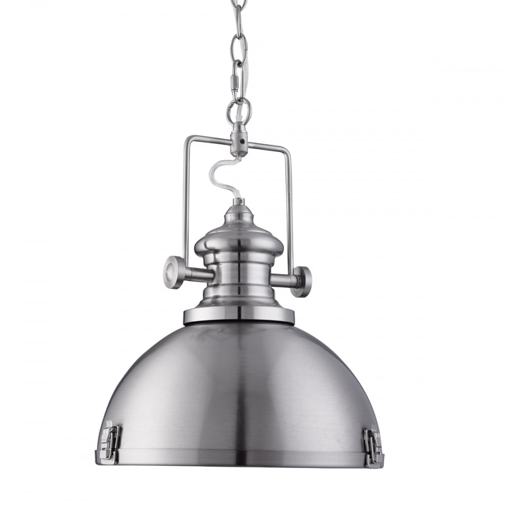 Industrial Pendant 1 Light Satin Silver Clear Lens