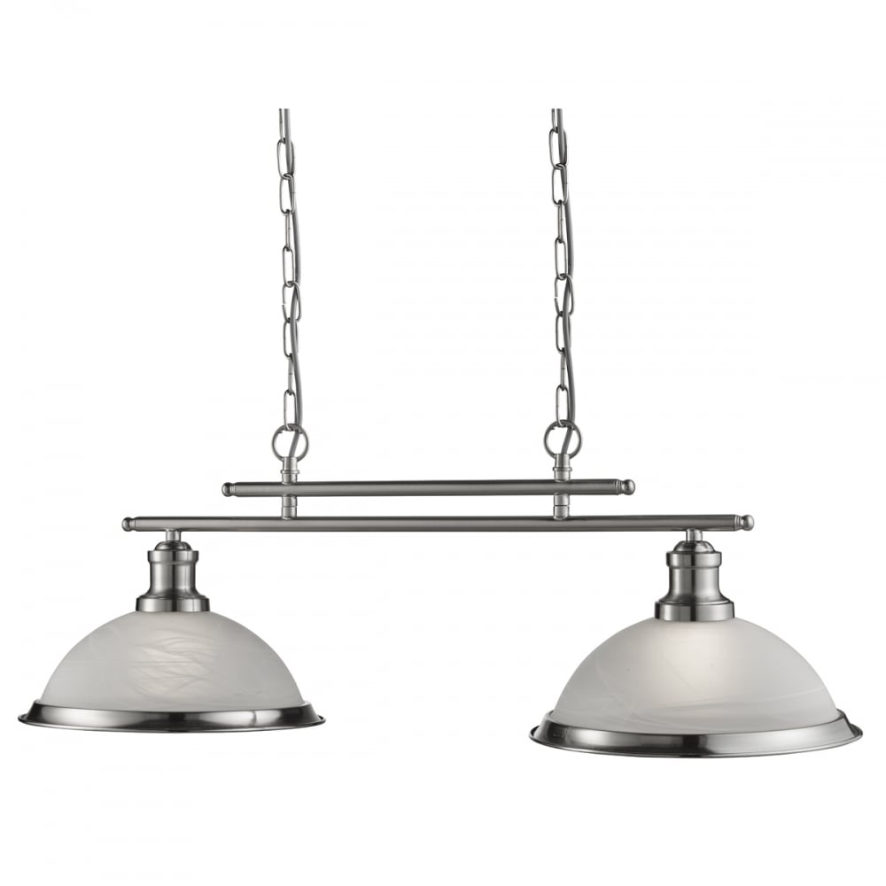 Bistro - 2 Light Ceiling Bar Satin Silver Marble Glass