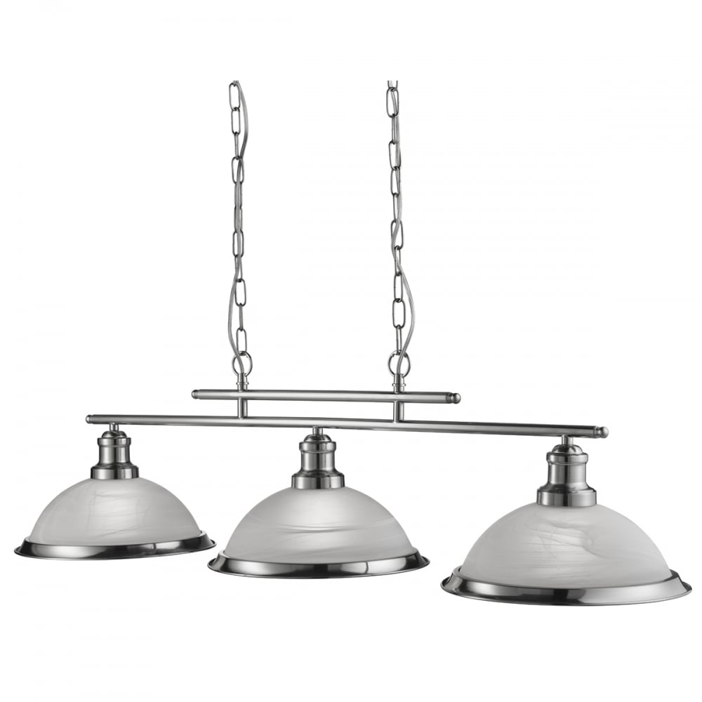 Bistro - 3 Light Ceiling Bar Satin Silver Marble Glass