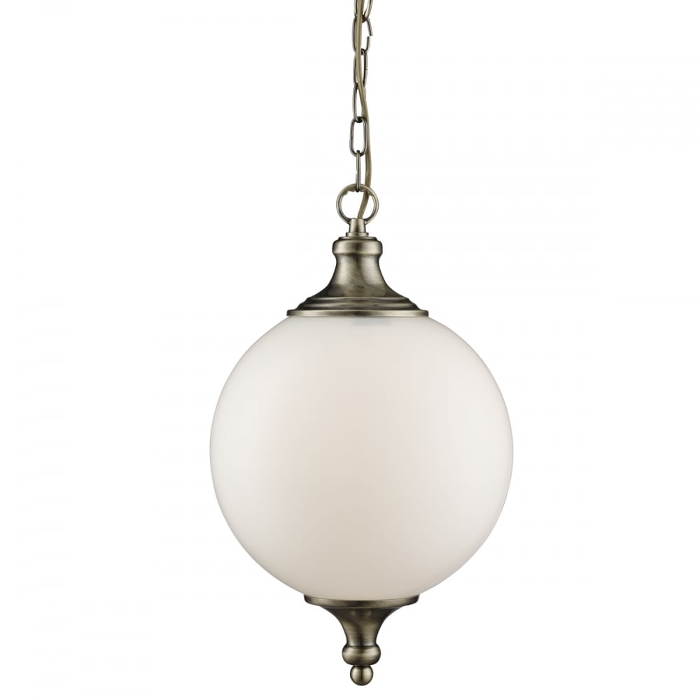 3051AB Atom - 1 Light Pendant Antique Brass Opal Glass