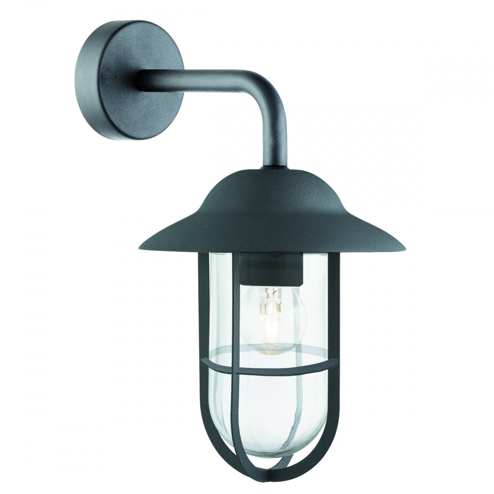 3291BK Toronto - 1 Light Outdoor Wall Bracket Matt Black Clear Glass