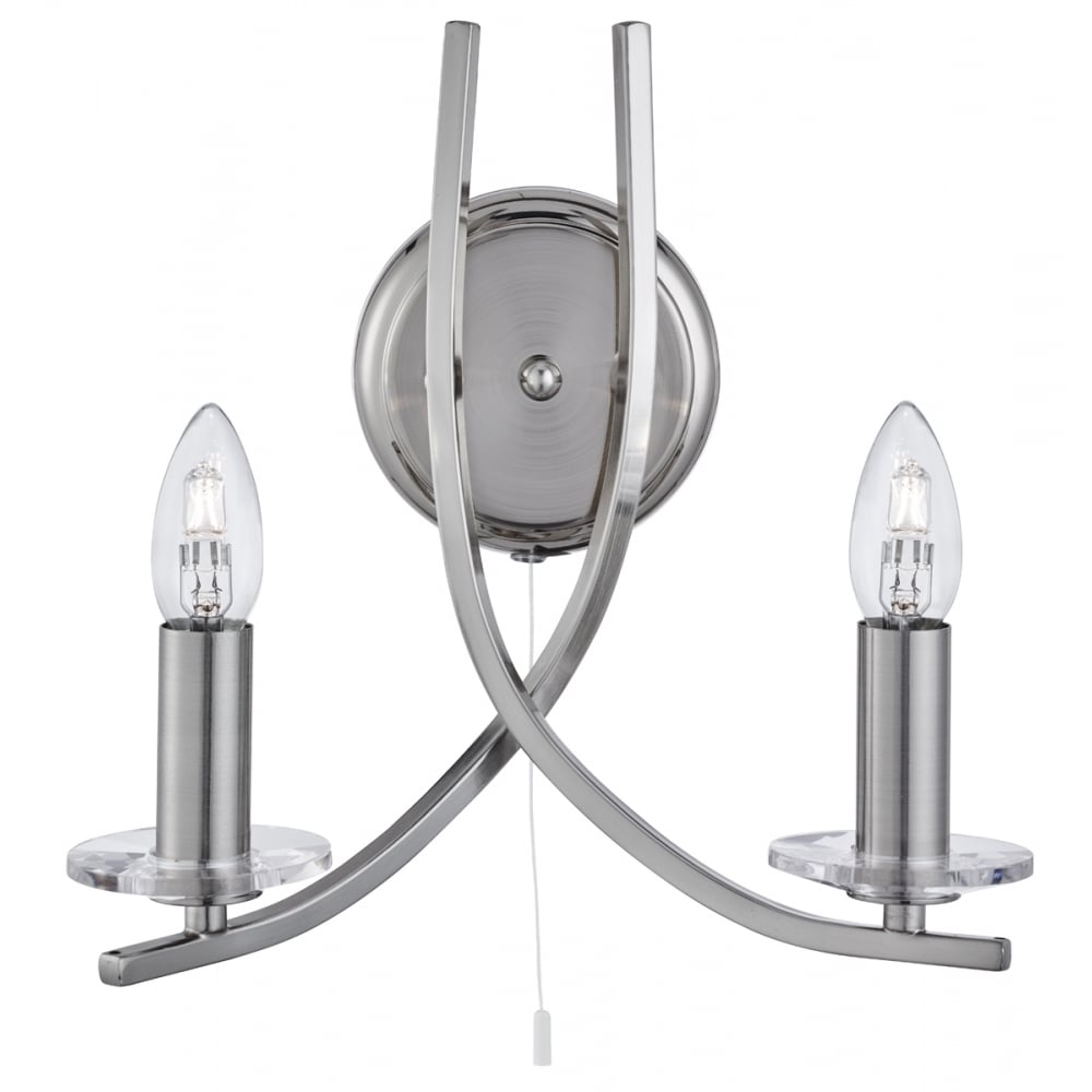 4162-2SS Ascona - 2 Light Wall Bracket Satin Silver Twist Frame Clear Glass Sconces