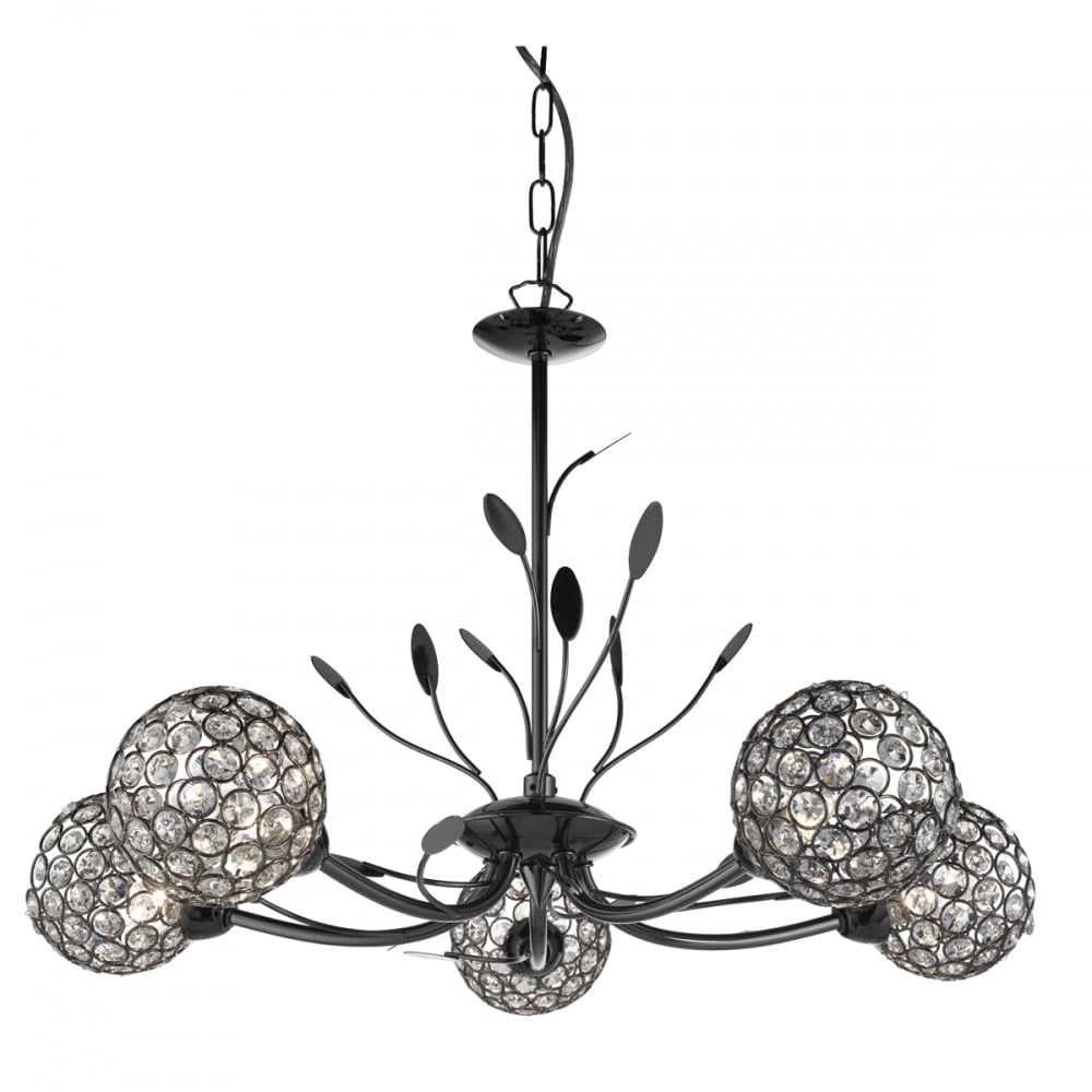Bellis Ii - 5 Light Ceiling Black Chrome Clear Glass Deco Shade (SD)