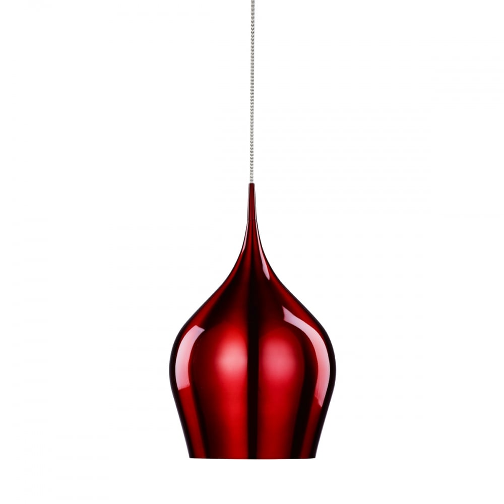 6461-26RE Vibrant 1 Light Red Pendant - Dia 26cm