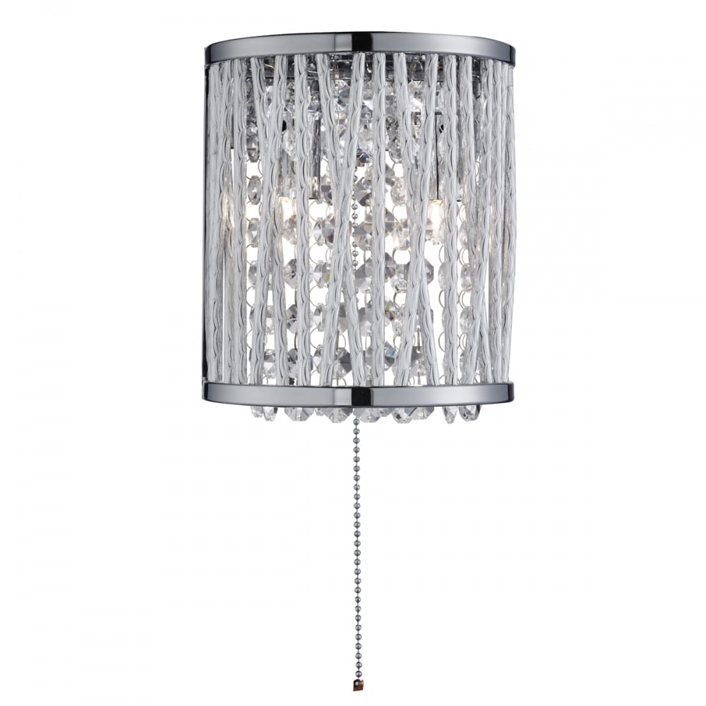7222-2CC Elise 2 Light Wall Bracket C Clear Crystal Button Drops Aluminium Tubes Trim