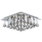 7304-4CC Hanna - 4 Light Square Flush Ceiling Chrome Clear Crystal Pyramid Drops