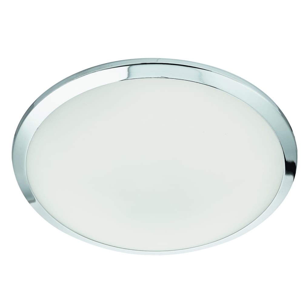 Led Bathroom Ip44 Flush Chrome Trim Frosted Glass Shade - Dia 30cm