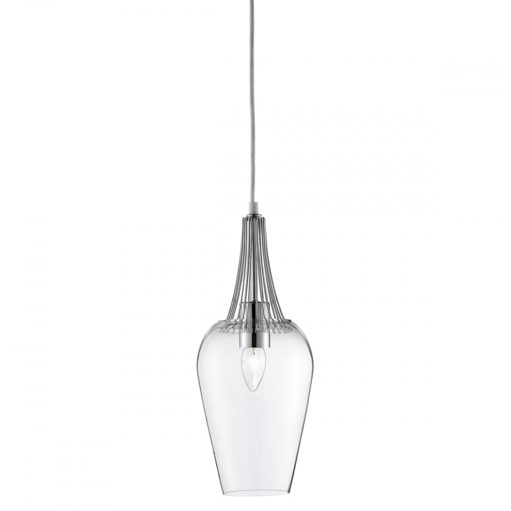8911CC Whisk Pendant - Chrome & Clear Glass