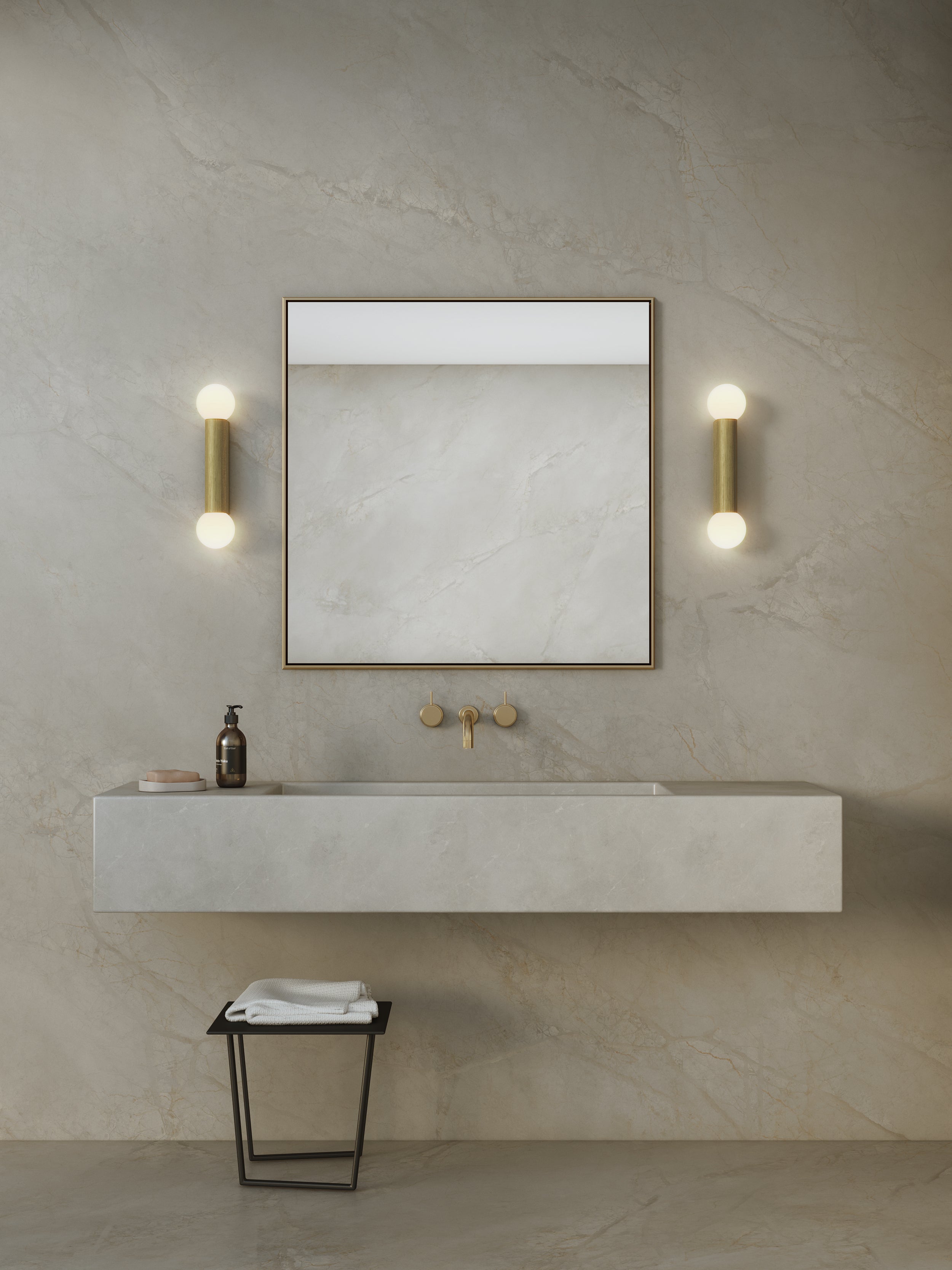1459013 Ortona Bathroom Twin Wall Light Matt Brushed Brass
