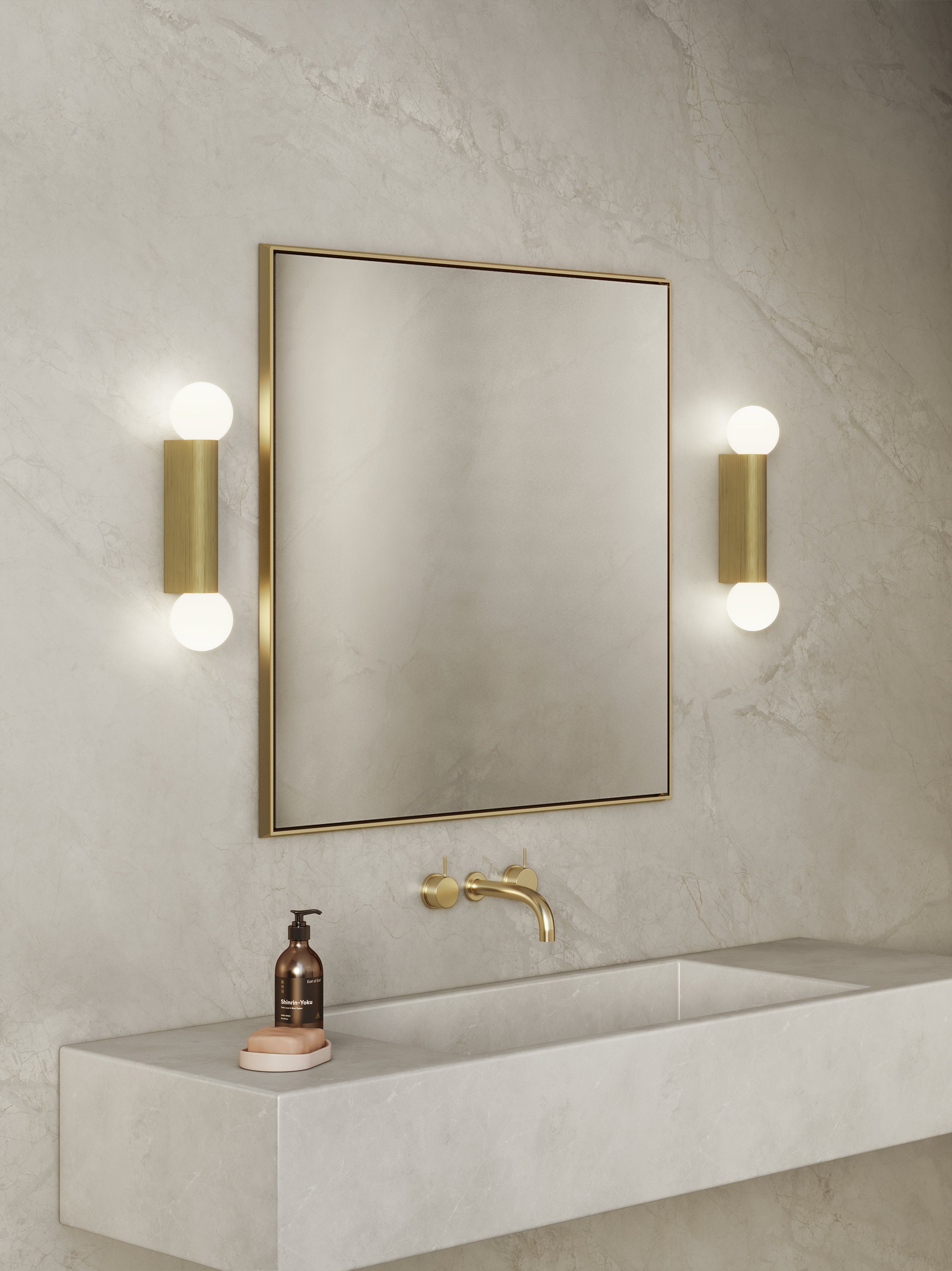 1459013 Ortona Bathroom Twin Wall Light Matt Brushed Brass