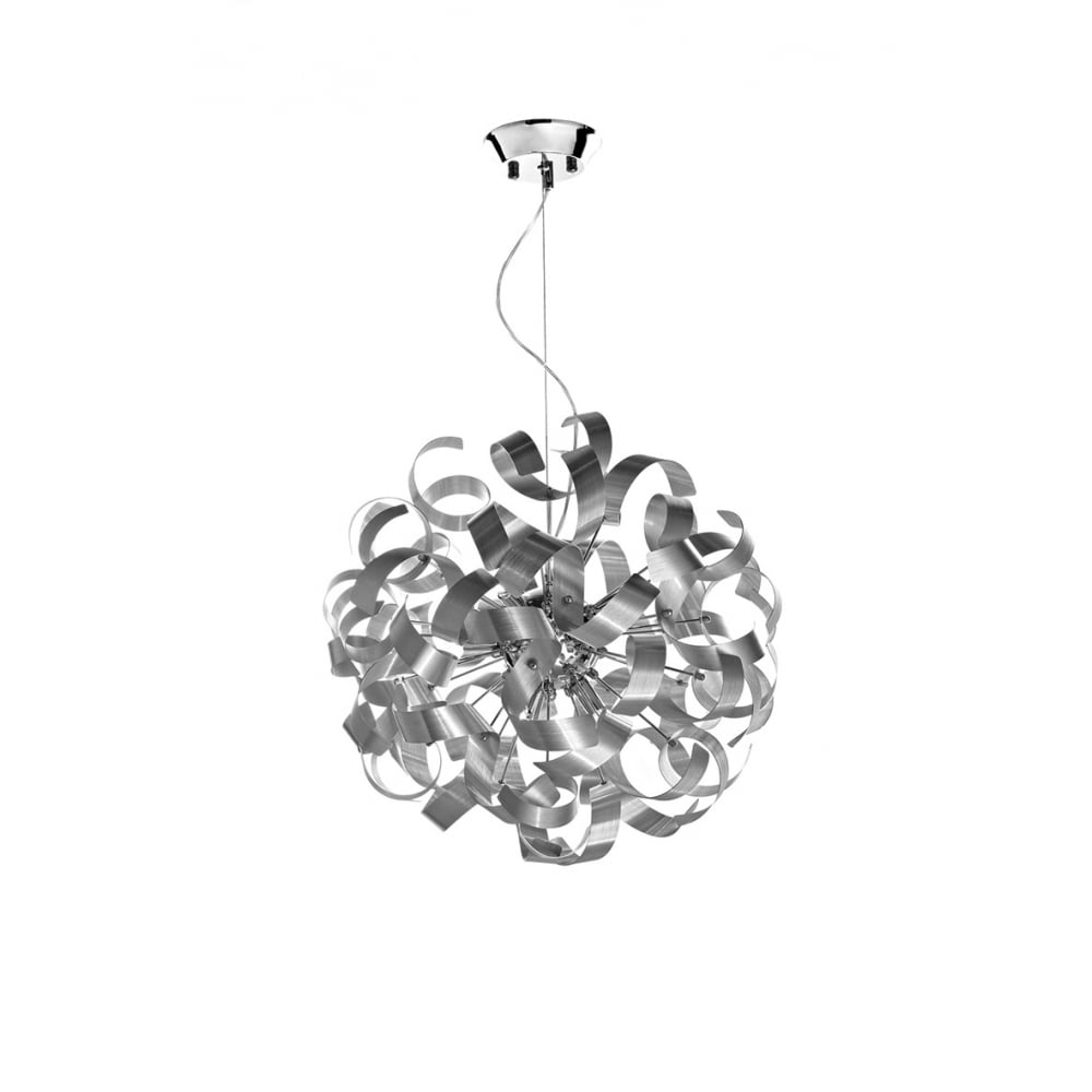 Dar RAW1350 Rawley 9 Lamp Ribbon Pendant Light Brushed Chrome