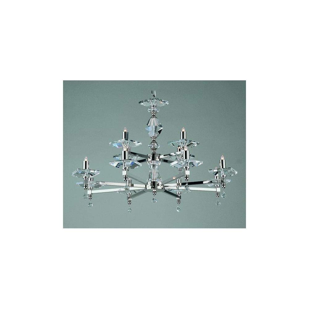 STH04054/8+4/N Capri 12 Light Optic Glass Chandelier
