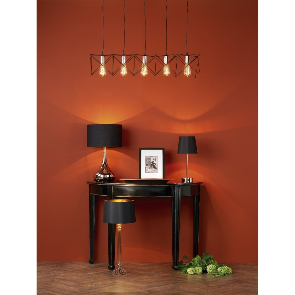 Dar MID0522 Midi 5 Light Bar Pendant Black