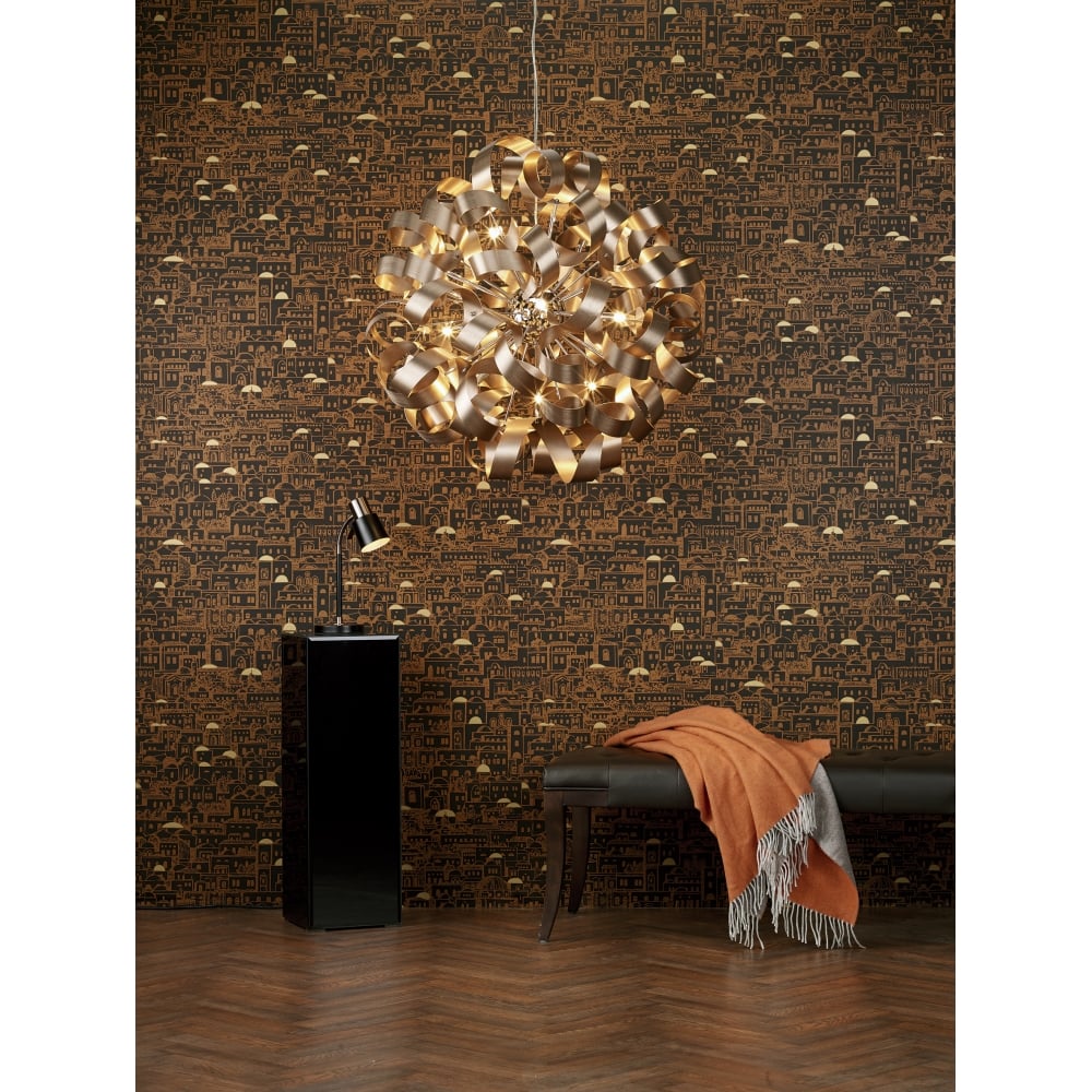 Dar RAW1264 Rawley 12 Light Ribbon Pendant Satin Copper