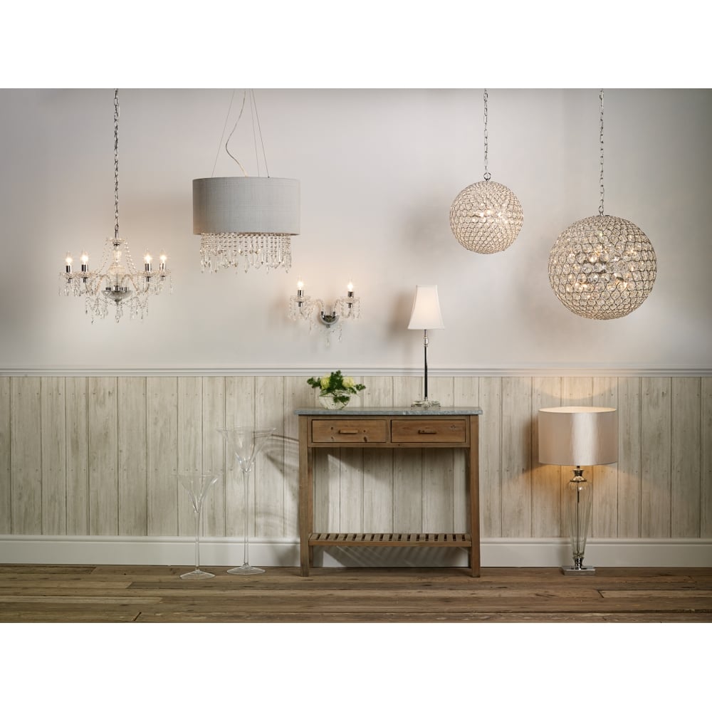 Dar HIN4208 Hinton Table Lamp Crystal With Silver Shade