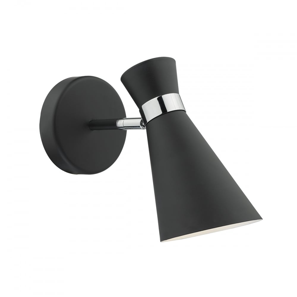 Dar ASH0722 Ashworth 1 Light Wall Bracket Black Polished Chrome