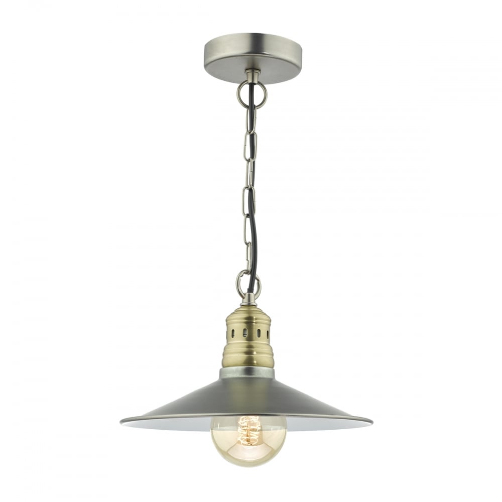 ESR0161 Esra 1 Light Pendant Antique Chrome Antique Brass (SD)