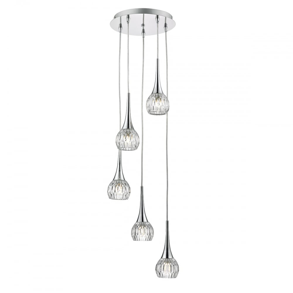 Dar LYA0550 Lyall 5 Light Pendant Polished Chrome