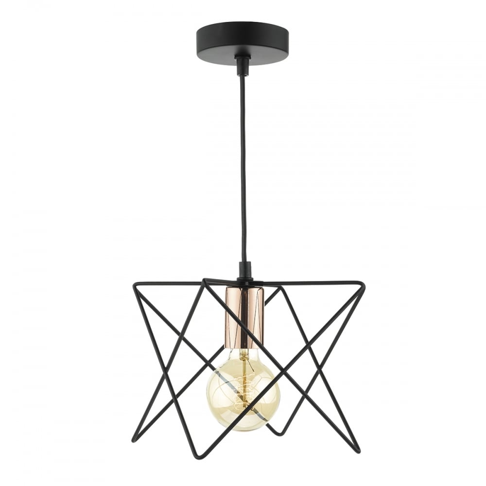 Dar MID0122 Midi 1 Light Pendant Black Copper