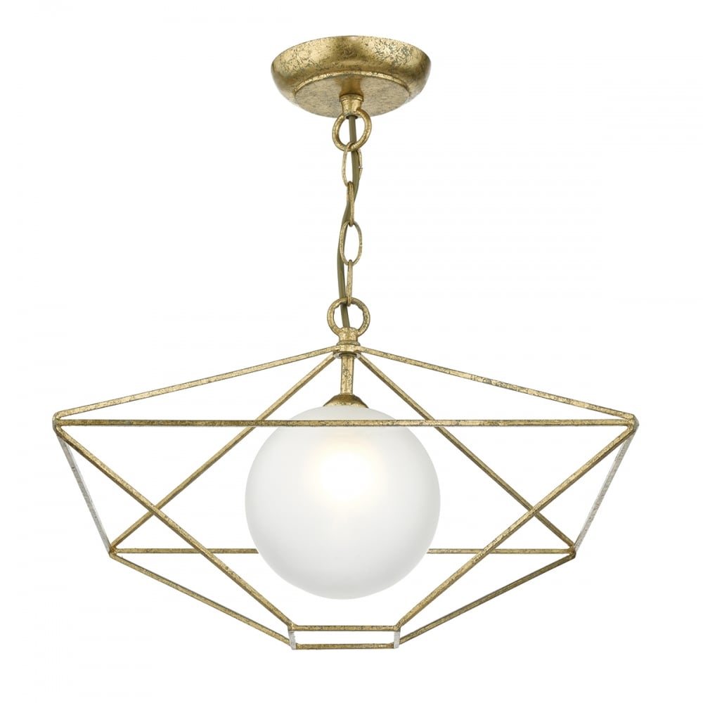 Dar ORS0135 Orsini 1 Light Pendant Antique Gold With Shade
