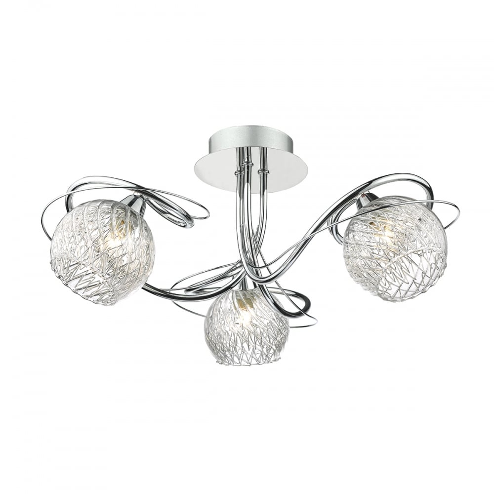 Dar REH0350 Rehan 3 Light Semi Flush Polished Chrome