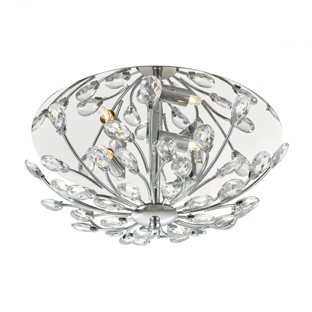Dar ZAF5350 Zafir 3 Light Flush Polished Chrome Crystal