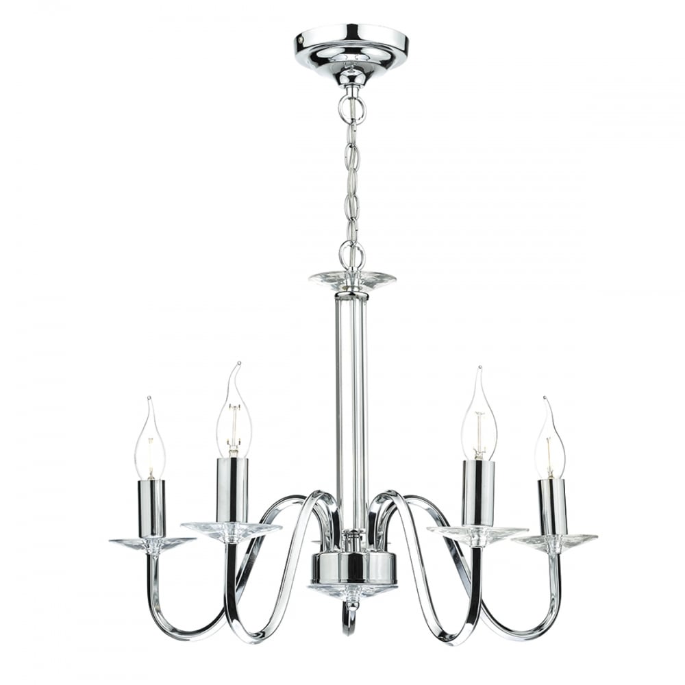 PIQ0550 Pique 5 Light Pendant Polished Chrome Clear Crystal