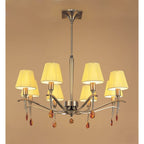 M0341AB Siena Pendant Round 8 Light E14 Antique Brass Amber Cream Shades And Amber Crystal