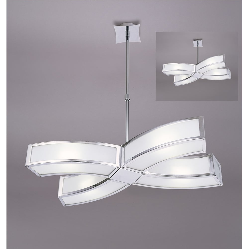 M0404 Duna Rectangular Telescopic Convertible To Semi Flush 4 Light E27 Polished Chrome/White Acrylic