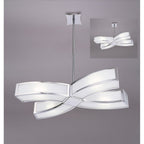 M0404 Duna Rectangular Telescopic Convertible To Semi Flush 4 Light E27 Polished Chrome/White Acrylic