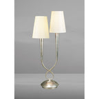M0536/CS Paola Table Lamp 2 Light E14 Silver Painted Cream Shades