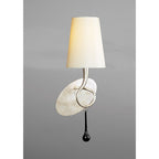 M0538/S/CS Paola Wall Lamp Switched 1 Light E14 Silver Painted Cream Shade & Black Glass Droplets