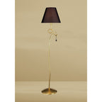 M0543/BS Paola Floor Lamp 1 Light E27 Gold Painted Black Shade & Amber Glass Droplets